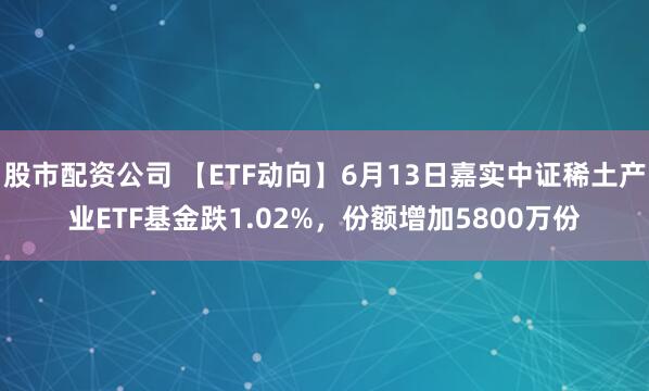 股市配资公司 【ETF动向】6月13日嘉实中证稀土产业ETF基金跌1.02%，份额增加5800万份